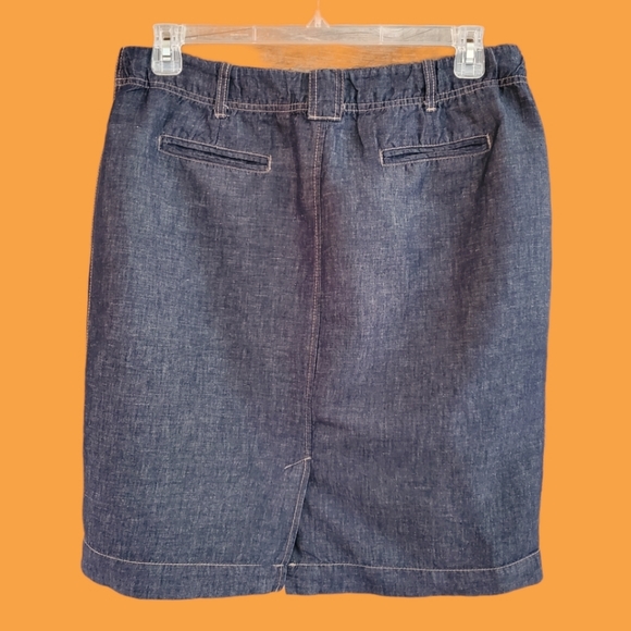 Talbots Lightweight Denim Skirt 22" Length Dark Blue Ladies 14 Petite - Picture 2 of 8